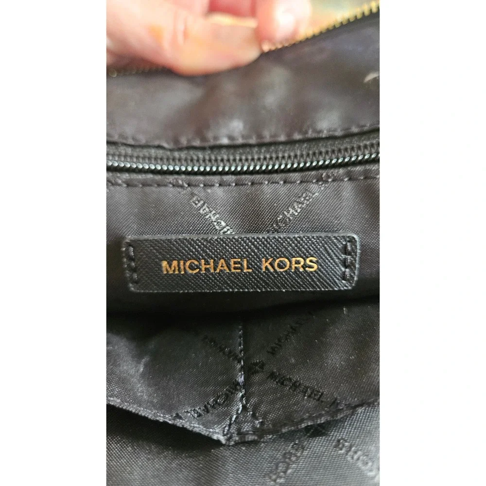 Michael Kors Black Saffiano Leather Dome Satchel Gold Hardware Handbag